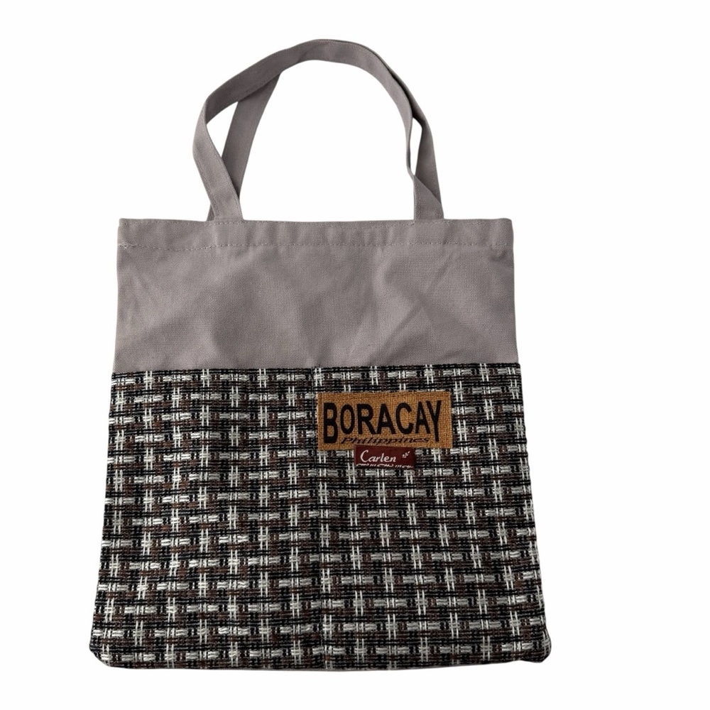 Boracay Tote Bag Cotton Fabric Weave Stitched Front Pockets Vacation Shopping